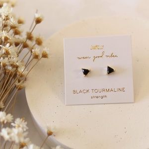 JaxKelly Black Tourmaline Mini Energy Gem Stud.